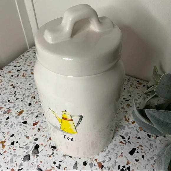 RAE DUNN TEA Ceramic Canister Storage With Lid Artisan Collection NEW 2018 RARE - Picture 5 of 12